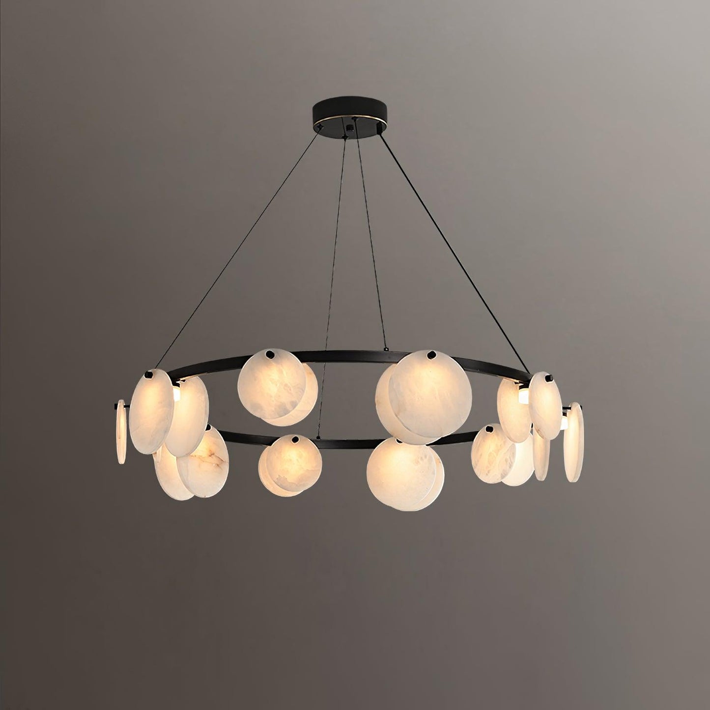 Elegant Trinidad Alabaster 8-12 Head Brass & White Chandelier