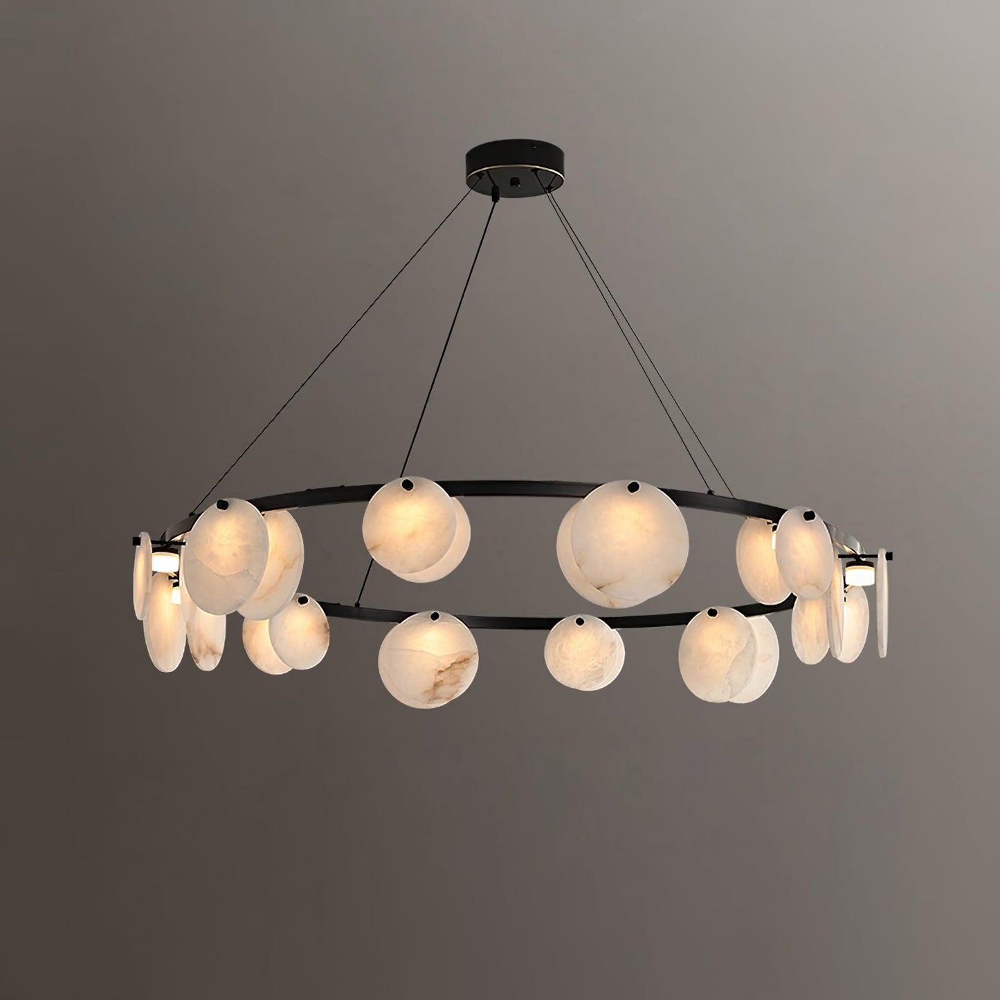 Elegant Trinidad Alabaster 8-12 Head Brass & White Chandelier