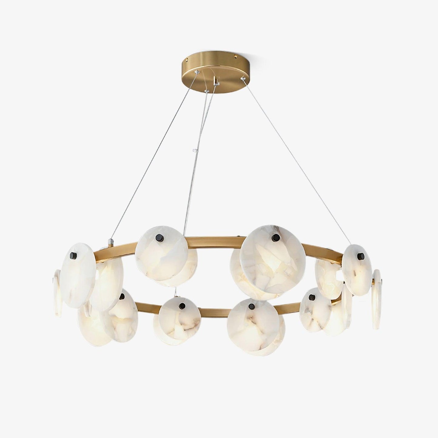 Elegant Trinidad Alabaster 8-12 Head Brass & White Chandelier