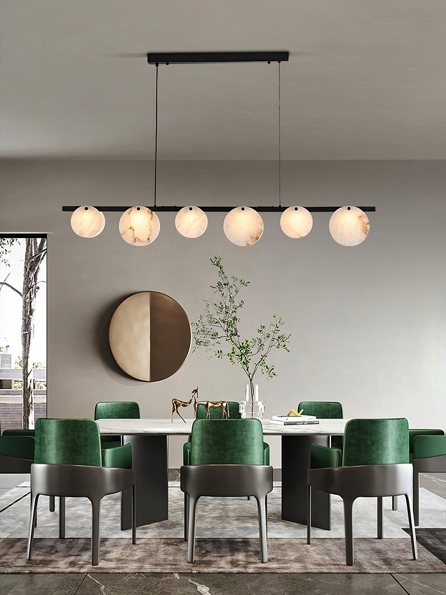 Trinidad Alabaster Brass & White Snowflake Dining Chandelier
