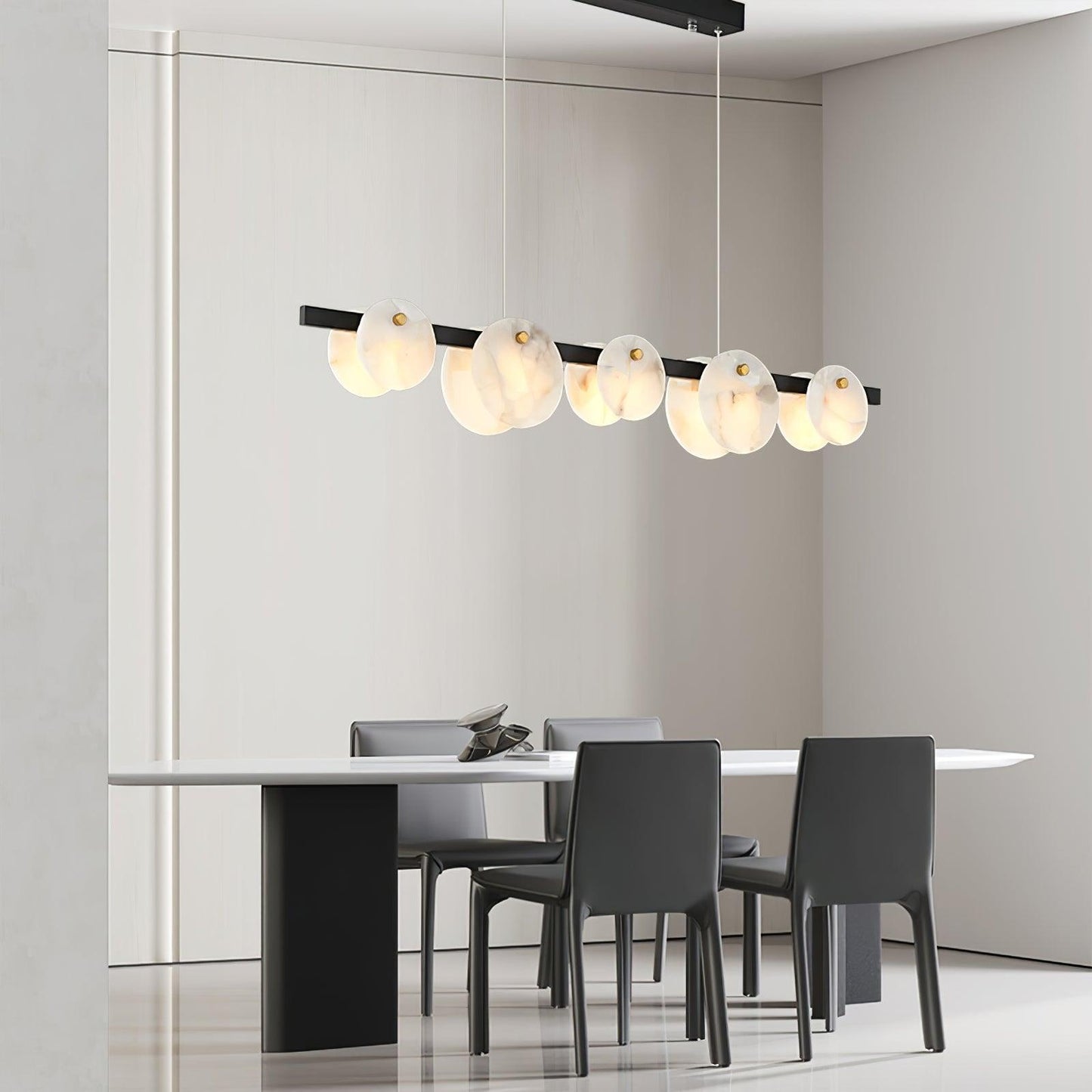 Trinidad Alabaster Brass & White Snowflake Dining Chandelier