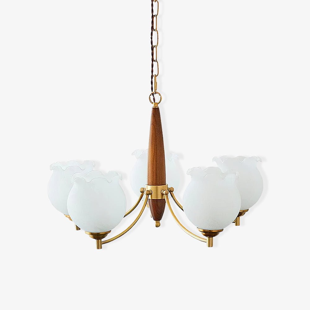 Tulips Glass Wood Chandelier - YIOSI