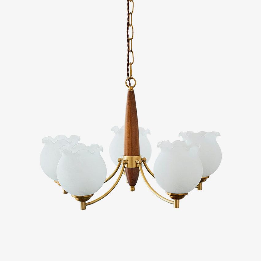 Tulips Glass Wood Chandelier - YIOSI