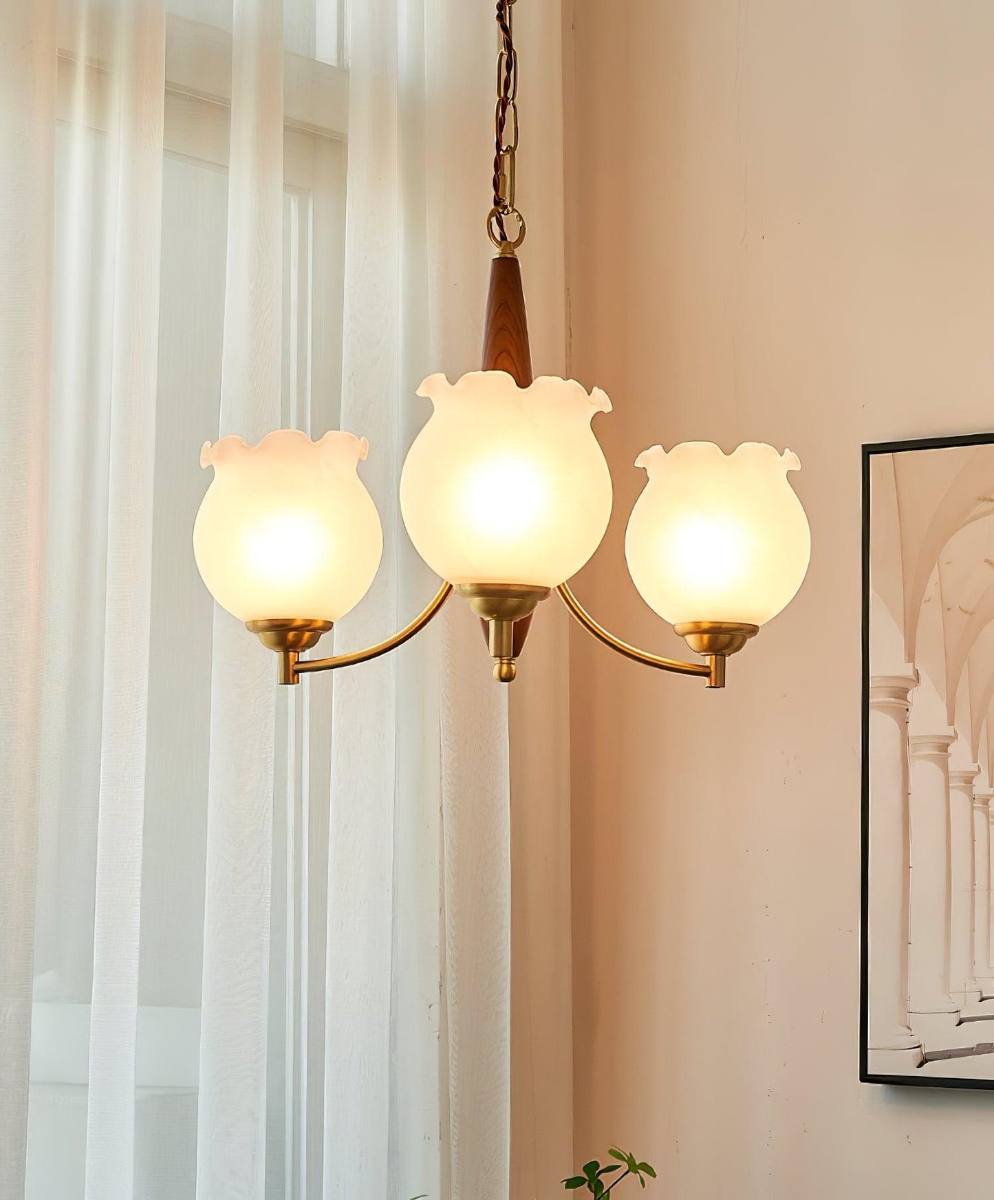 Tulips Glass Wood Chandelier - YIOSI