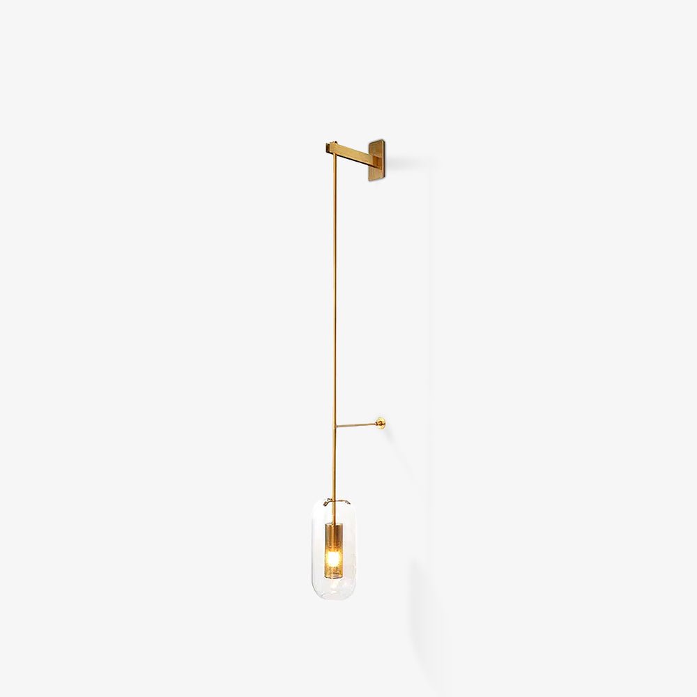 Vadim Glass Wall Lamp – Black & Gold Metal Sconce with Clear Glass, 51‑in & 67‑in Options