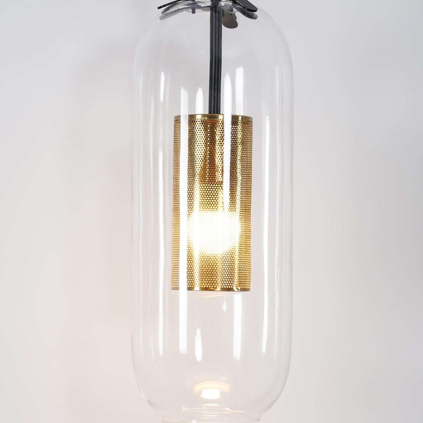 Vadim Glass Wall Lamp – Black & Gold Metal Sconce with Clear Glass, 51‑in & 67‑in Options