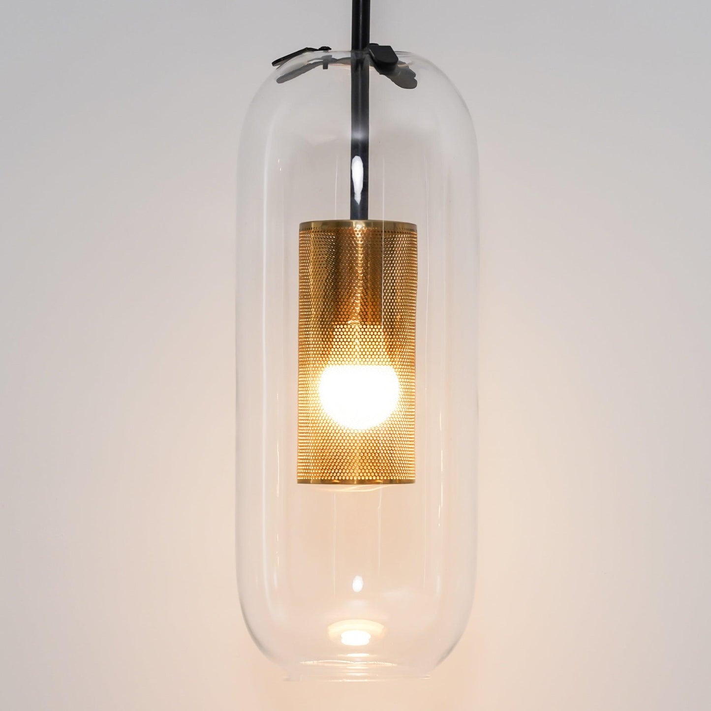 Vadim Glass Wall Lamp – Black & Gold Metal Sconce with Clear Glass, 51‑in & 67‑in Options