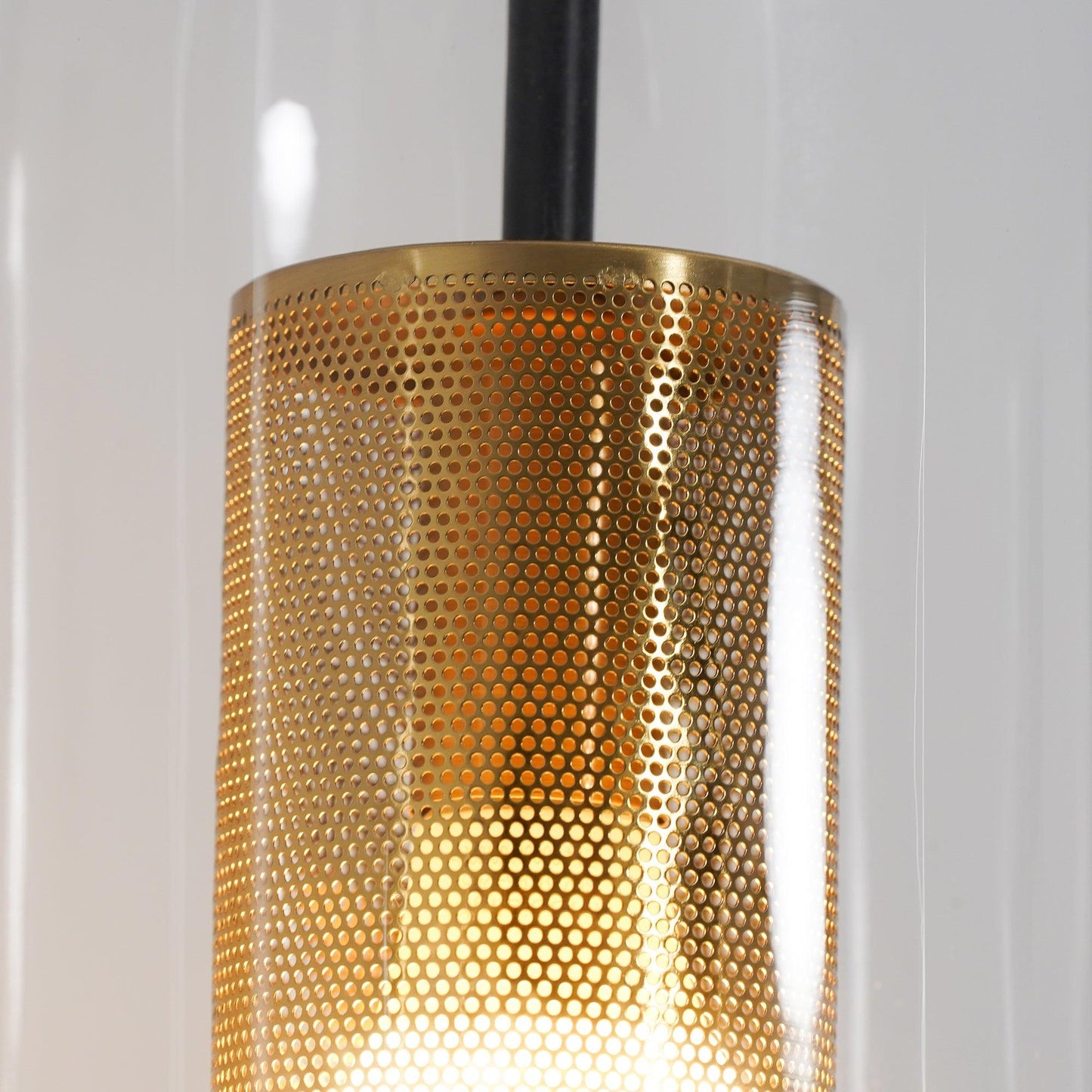 Vadim Glass Wall Lamp – Black & Gold Metal Sconce with Clear Glass, 51‑in & 67‑in Options
