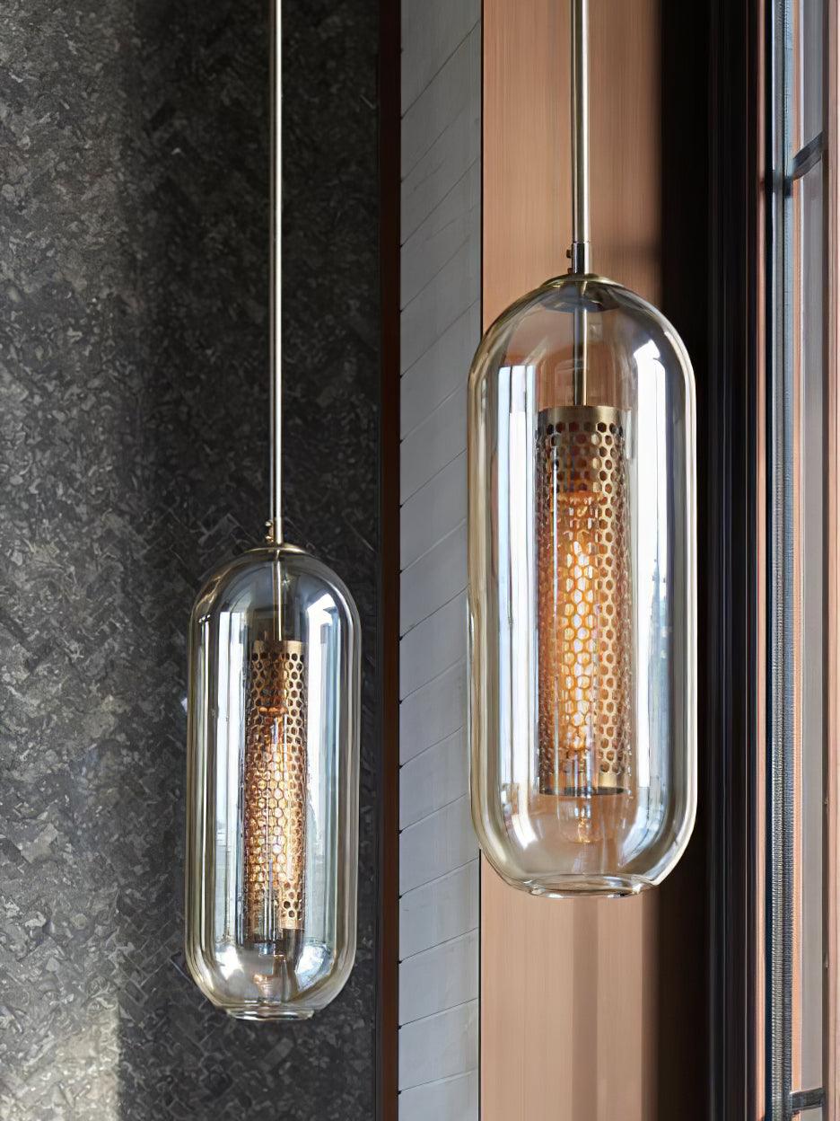 Vadim Glass Wall Lamp – Black & Gold Metal Sconce with Clear Glass, 51‑in & 67‑in Options