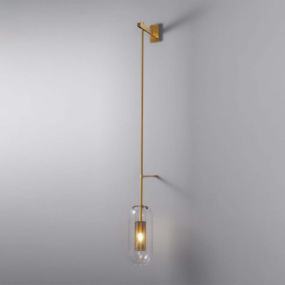 Vadim Glass Wall Lamp – Black & Gold Metal Sconce with Clear Glass, 51‑in & 67‑in Options