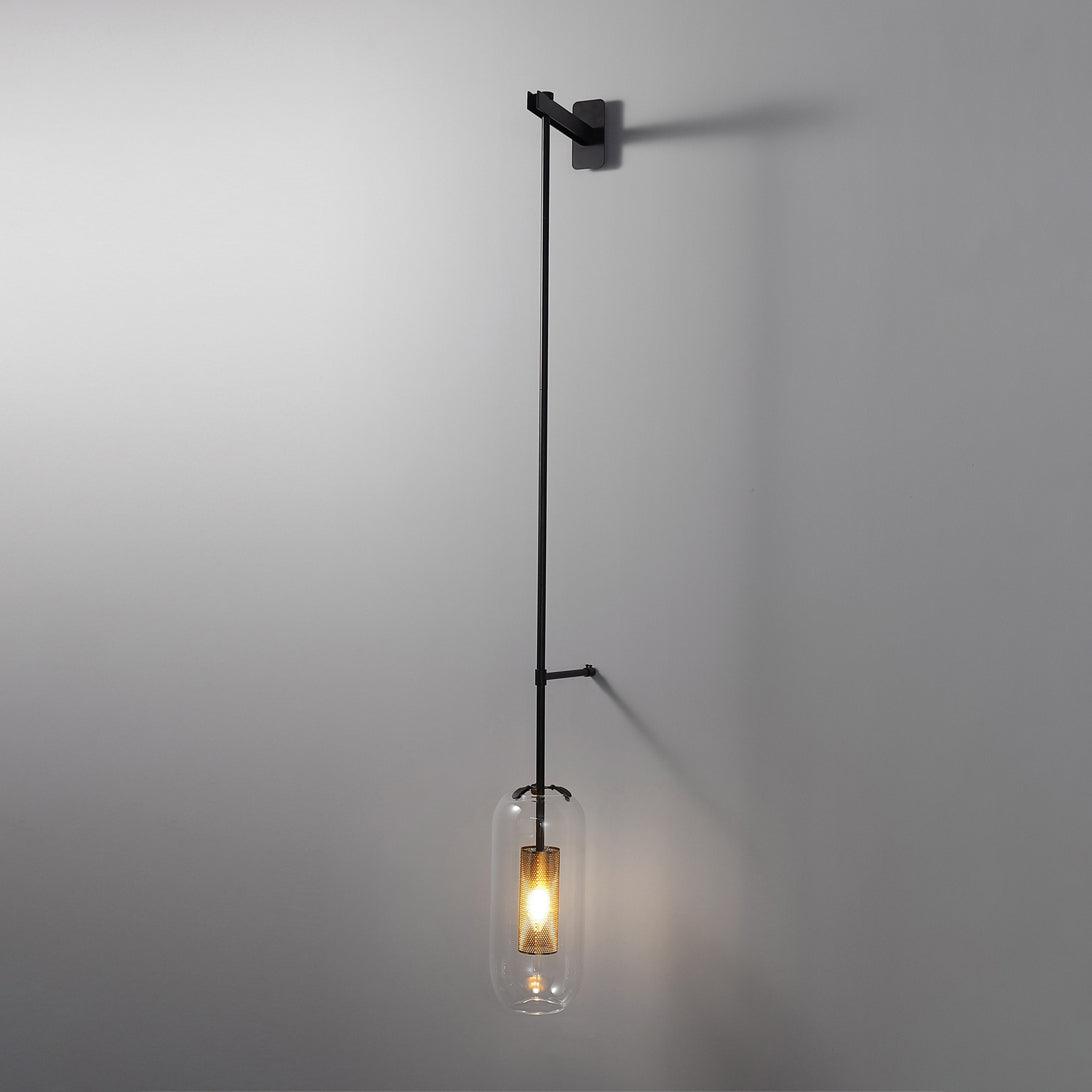 Vadim Glass Wall Lamp – Black & Gold Metal Sconce with Clear Glass, 51‑in & 67‑in Options