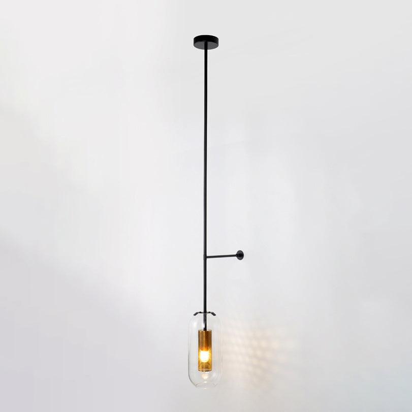 Vadim Glass Wall Lamp – Black & Gold Metal Sconce with Clear Glass, 51‑in & 67‑in Options