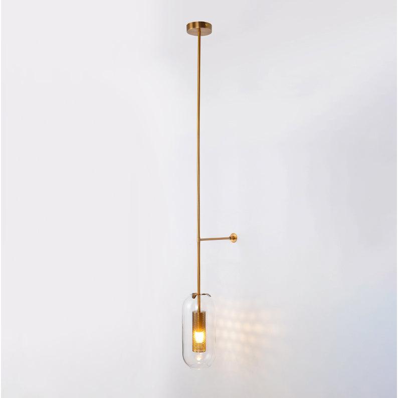 Vadim Glass Wall Lamp – Black & Gold Metal Sconce with Clear Glass, 51‑in & 67‑in Options