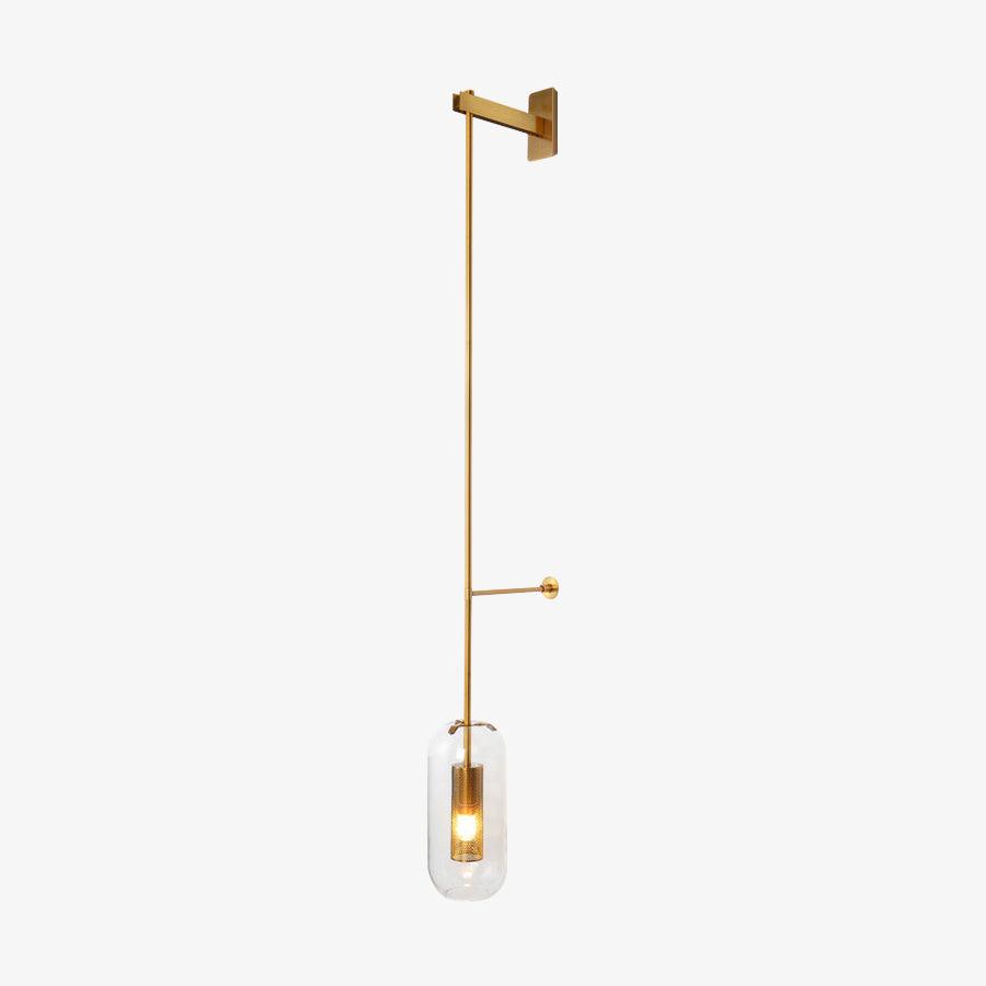 Vadim Glass Wall Lamp – Black & Gold Metal Sconce with Clear Glass, 51‑in & 67‑in Options