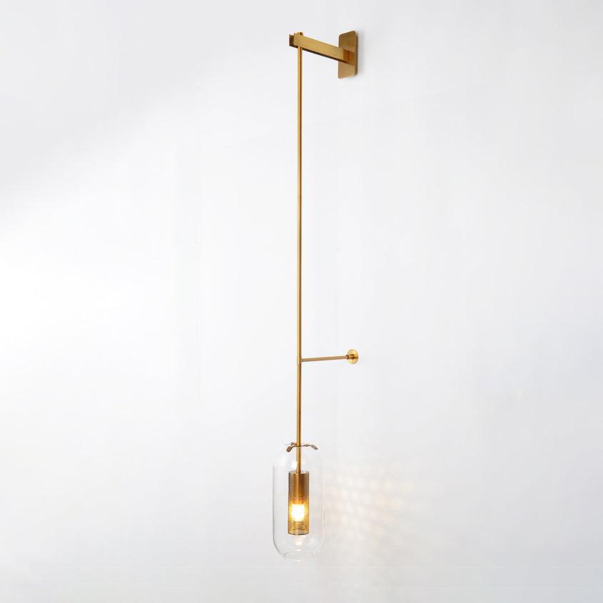 Vadim Glass Wall Lamp – Black & Gold Metal Sconce with Clear Glass, 51‑in & 67‑in Options