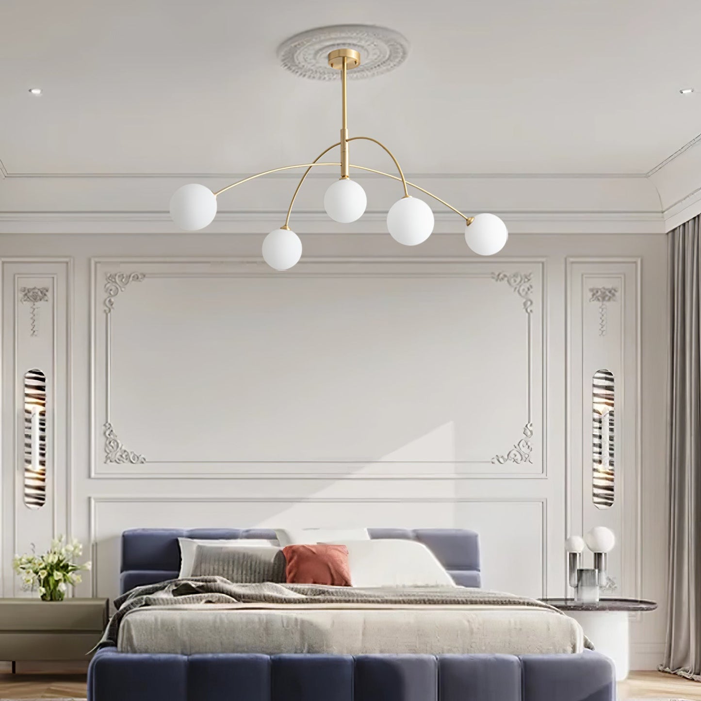 Elegant Valentina Arc Chandelier with Gold & Black Finish