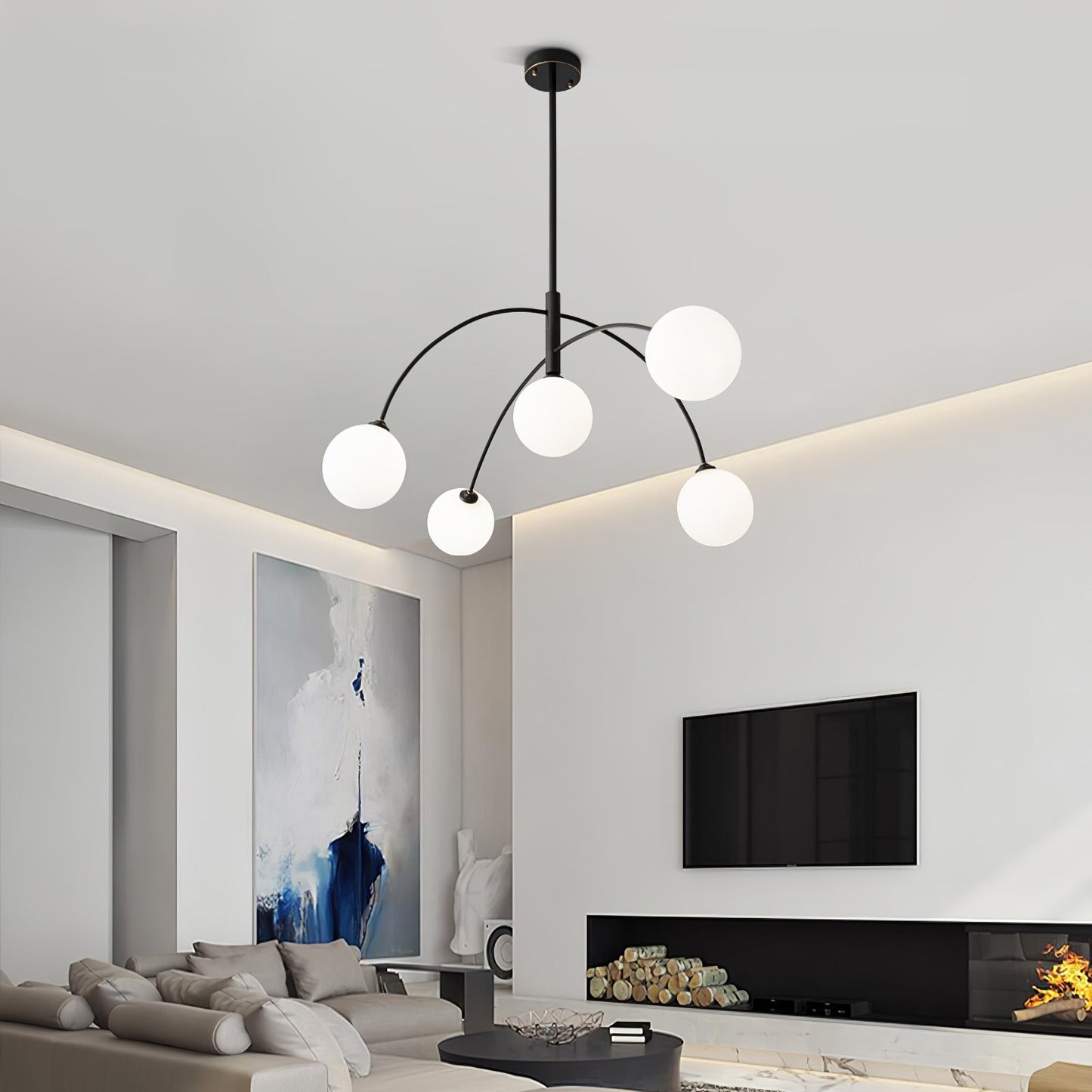 Elegant Valentina Arc Chandelier with Gold & Black Finish