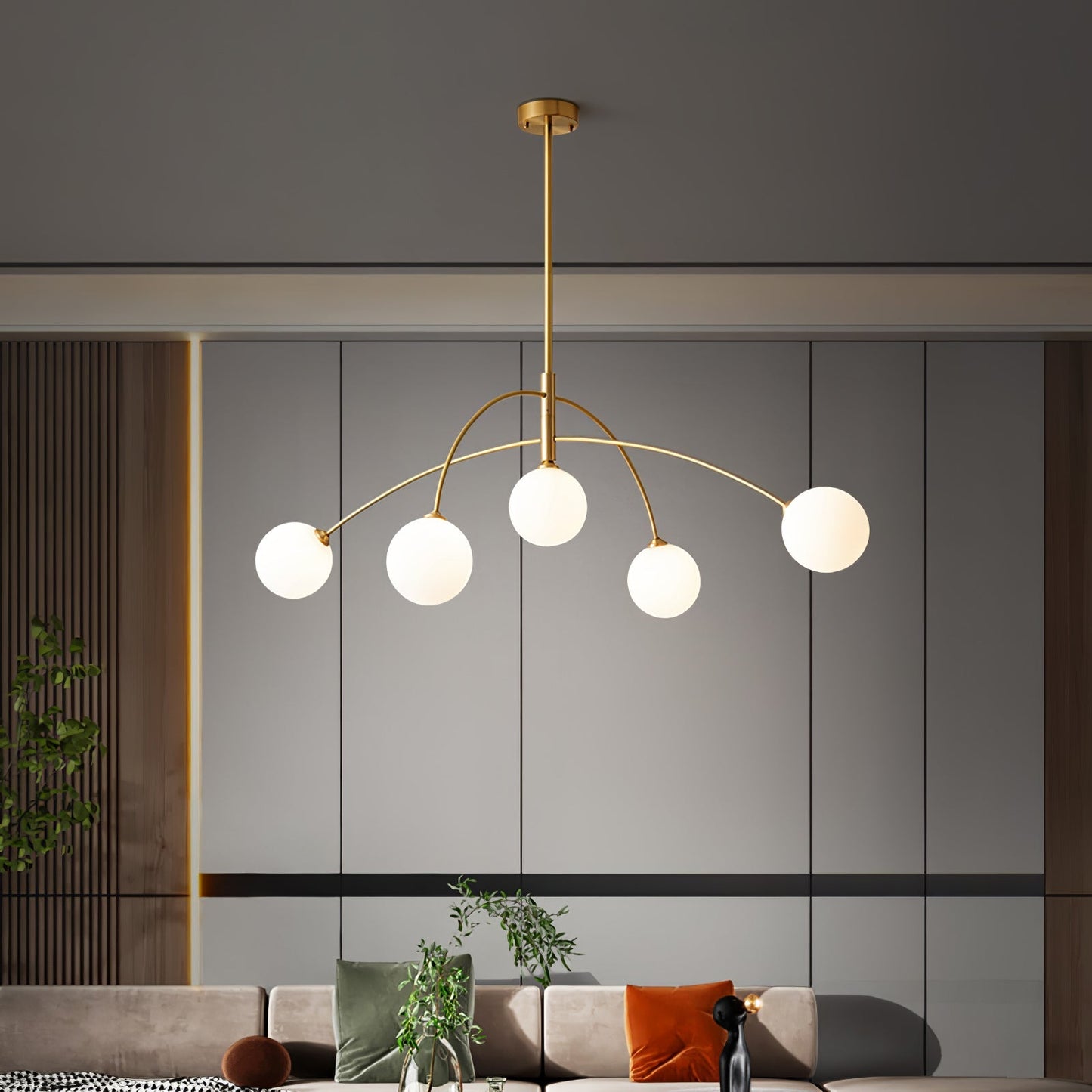 Elegant Valentina Arc Chandelier with Gold & Black Finish