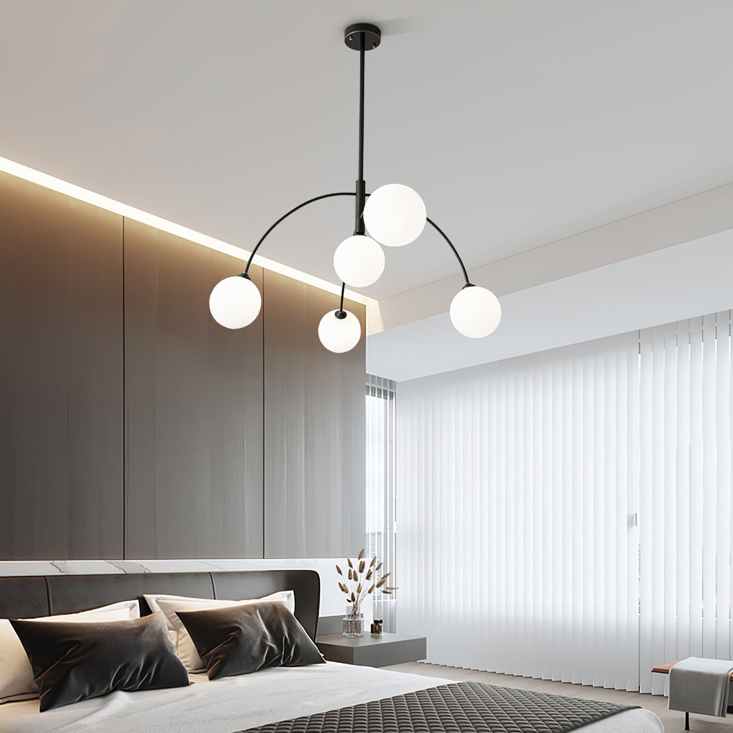 Elegant Valentina Arc Chandelier with Gold & Black Finish