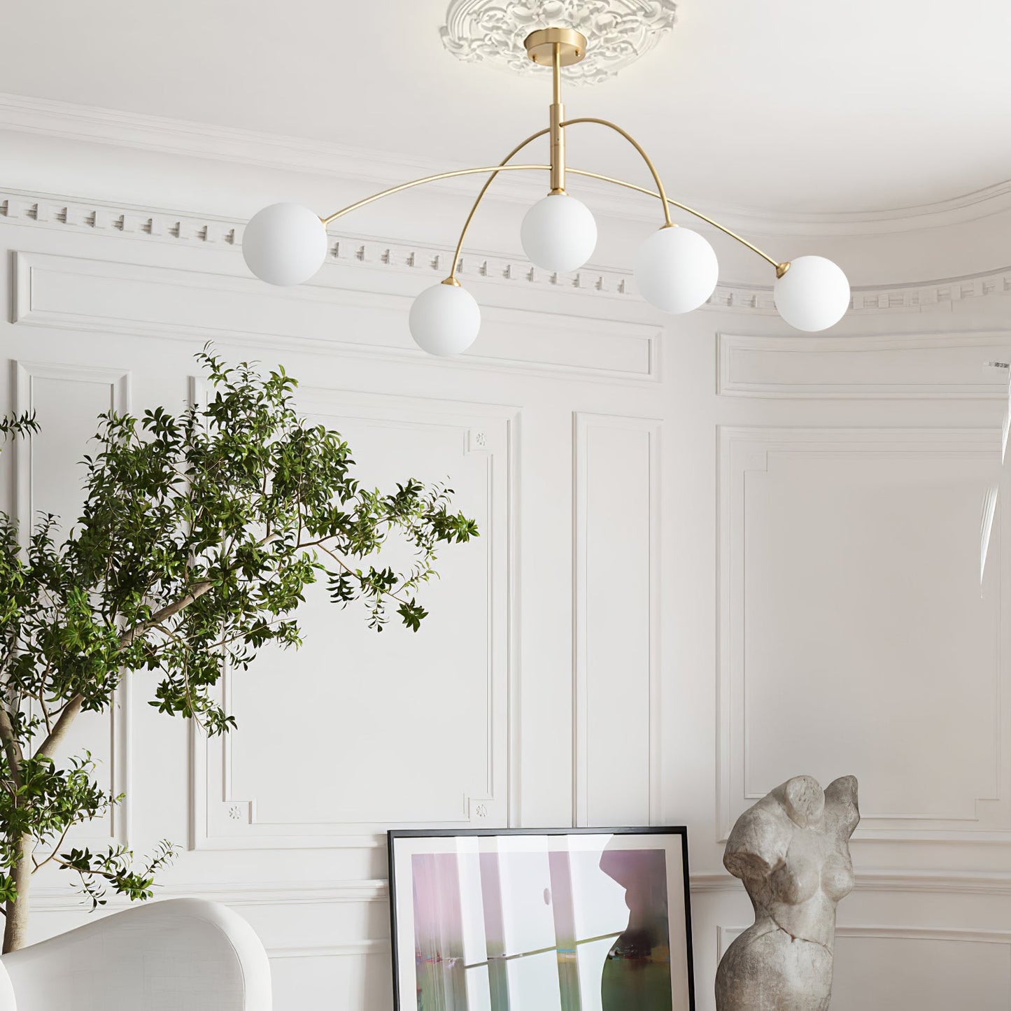 Elegant Valentina Arc Chandelier with Gold & Black Finish