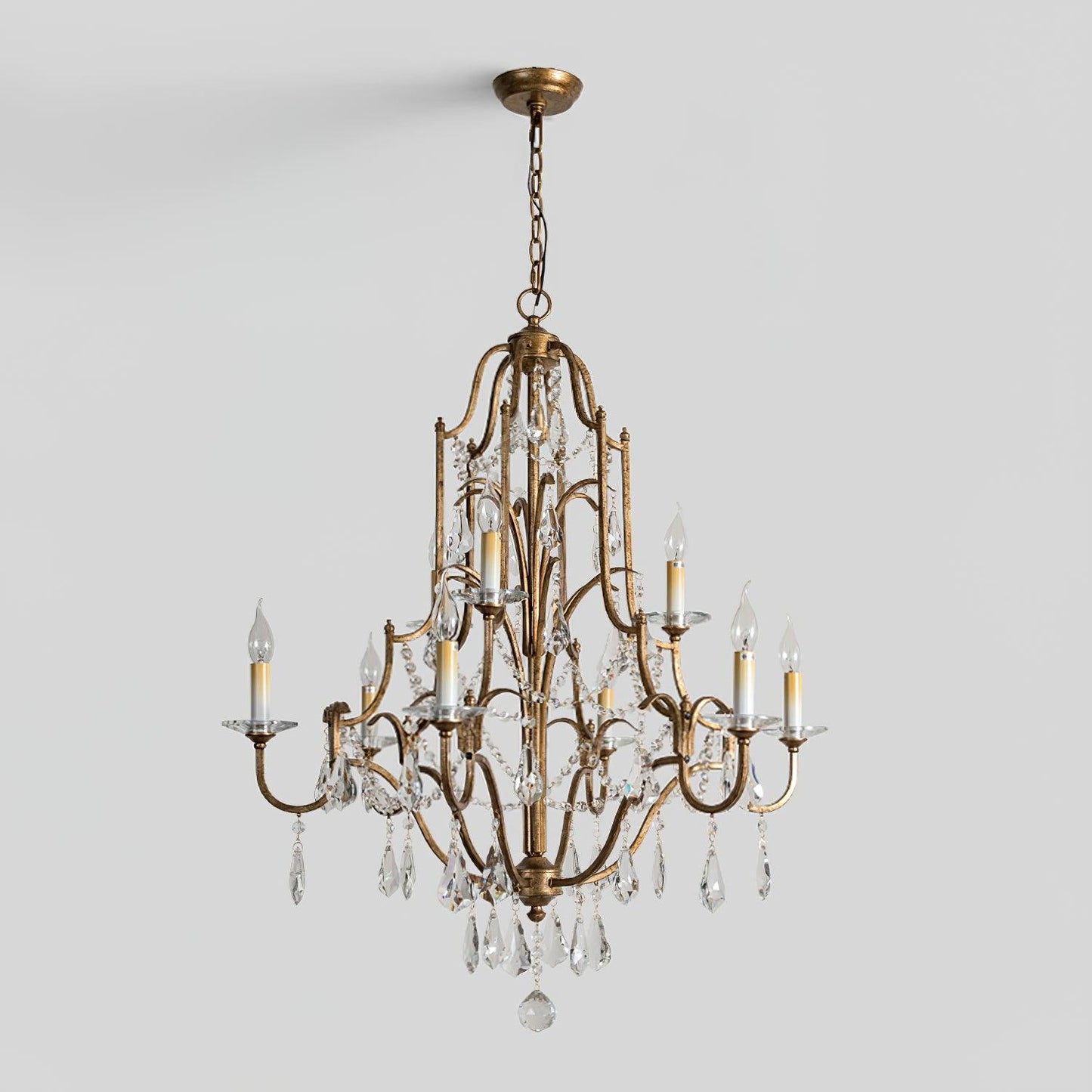 Gold Valentina Crystal Chandelier with Adjustable Heads – Luxury Ceiling Light