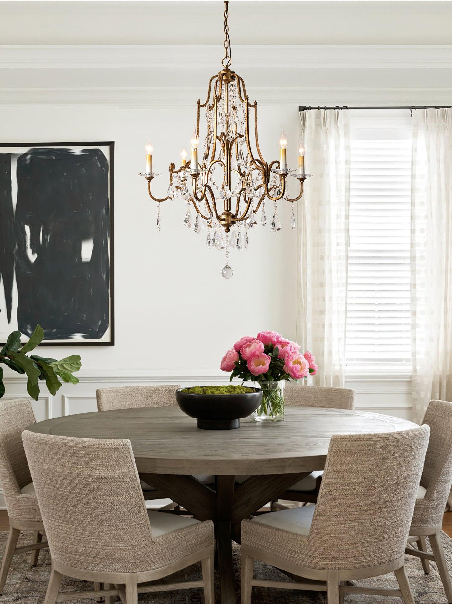 Gold Valentina Crystal Chandelier with Adjustable Heads – Luxury Ceiling Light