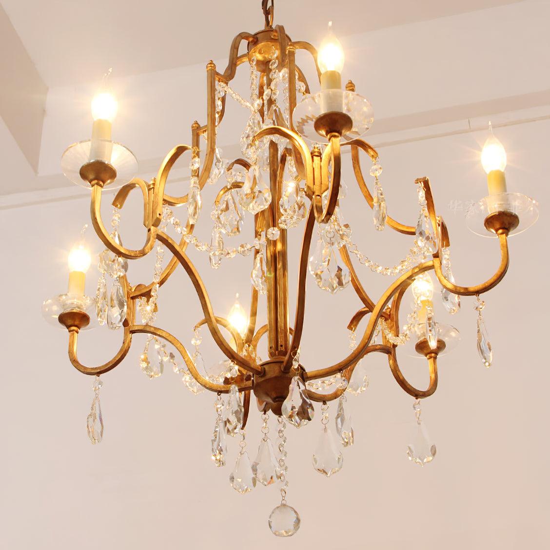 Gold Valentina Crystal Chandelier with Adjustable Heads – Luxury Ceiling Light