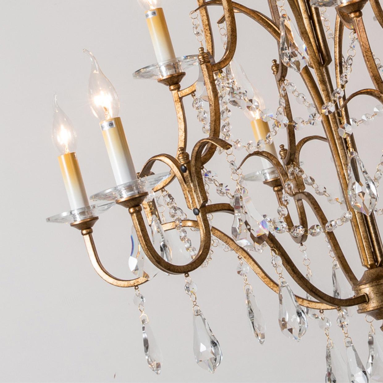 Gold Valentina Crystal Chandelier with Adjustable Heads – Luxury Ceiling Light