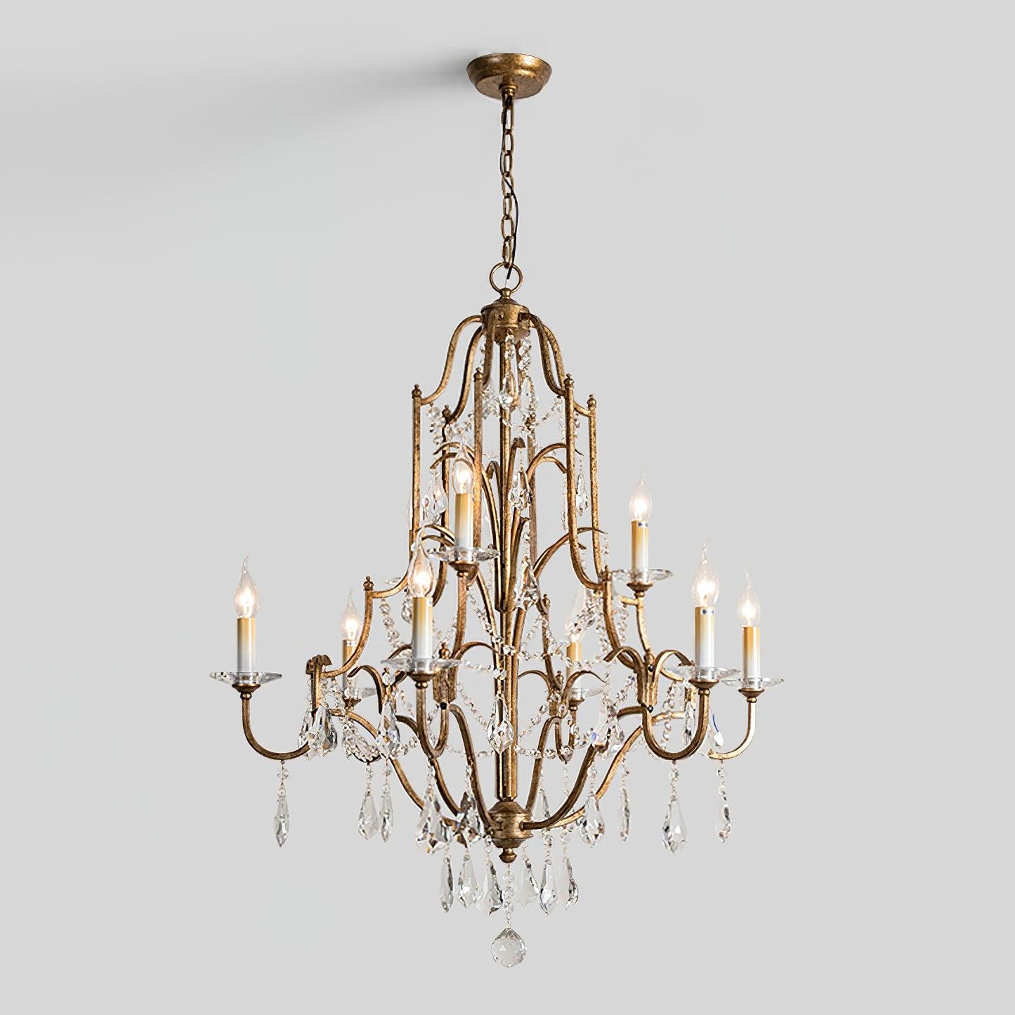Gold Valentina Crystal Chandelier with Adjustable Heads – Luxury Ceiling Light
