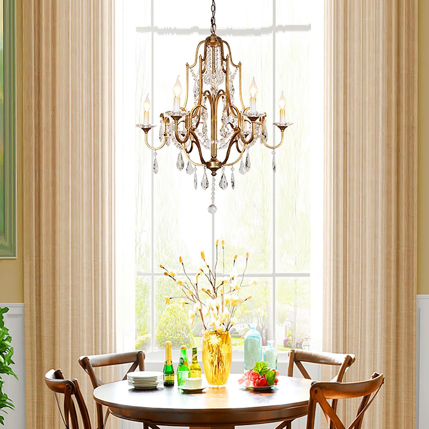 Gold Valentina Crystal Chandelier with Adjustable Heads – Luxury Ceiling Light