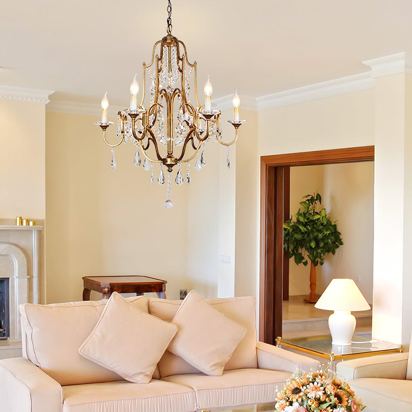 Gold Valentina Crystal Chandelier with Adjustable Heads – Luxury Ceiling Light