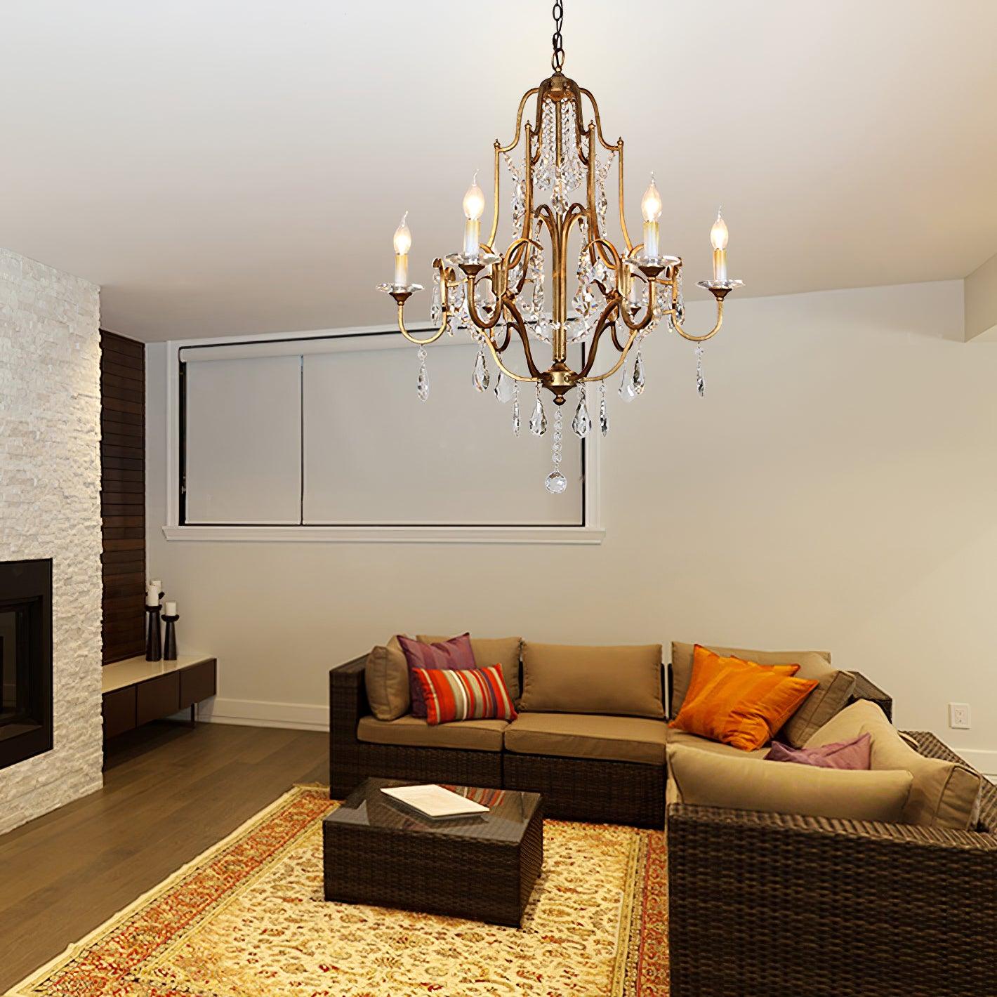 Gold Valentina Crystal Chandelier with Adjustable Heads – Luxury Ceiling Light