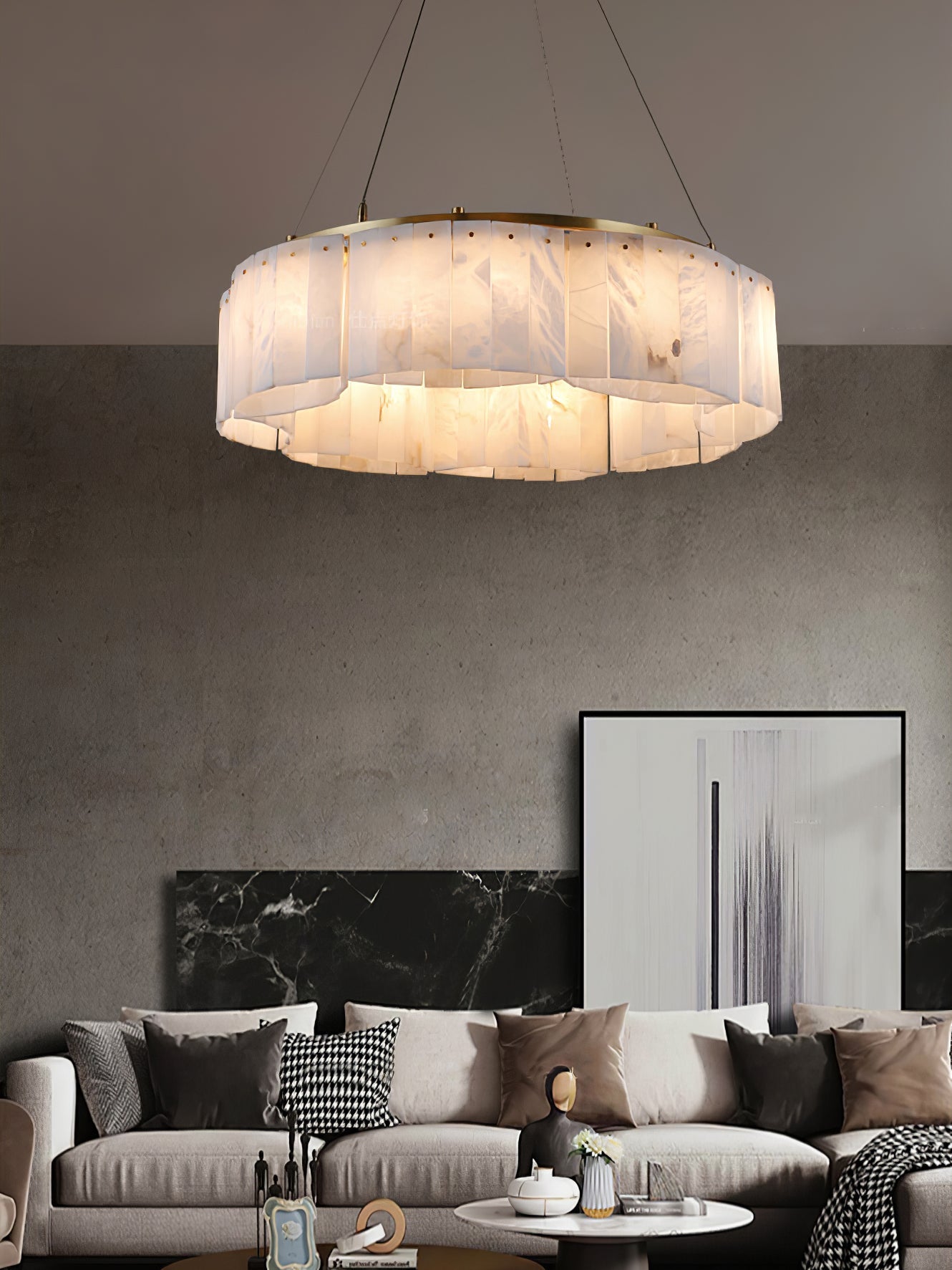 Velaria Alabaster Gold & White Chandelier – Luxury Ceiling Light