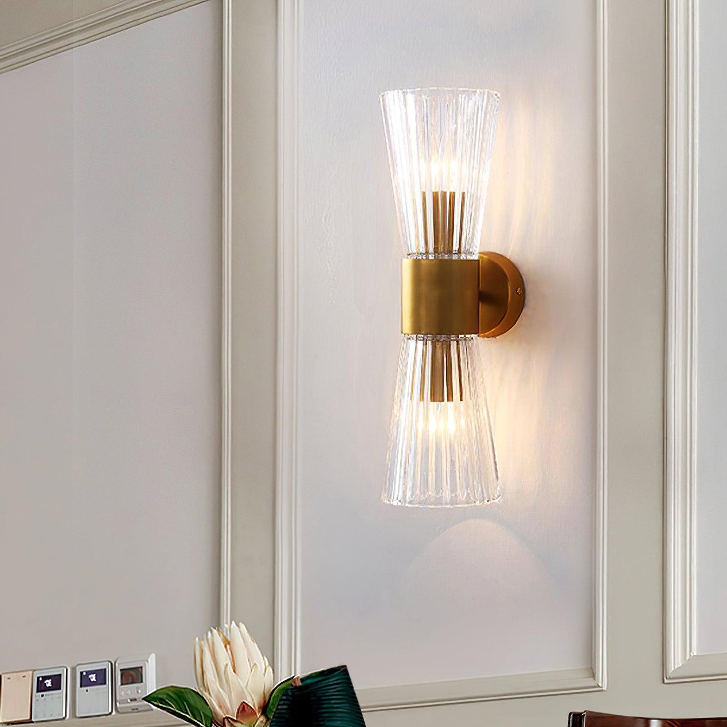 Vesta Gold Crystal Wall Sconce with Elegant Backplate
