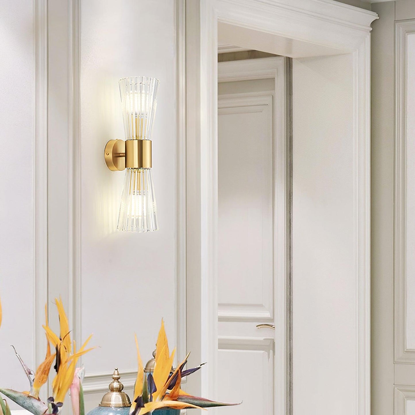 Vesta Gold Crystal Wall Sconce with Elegant Backplate