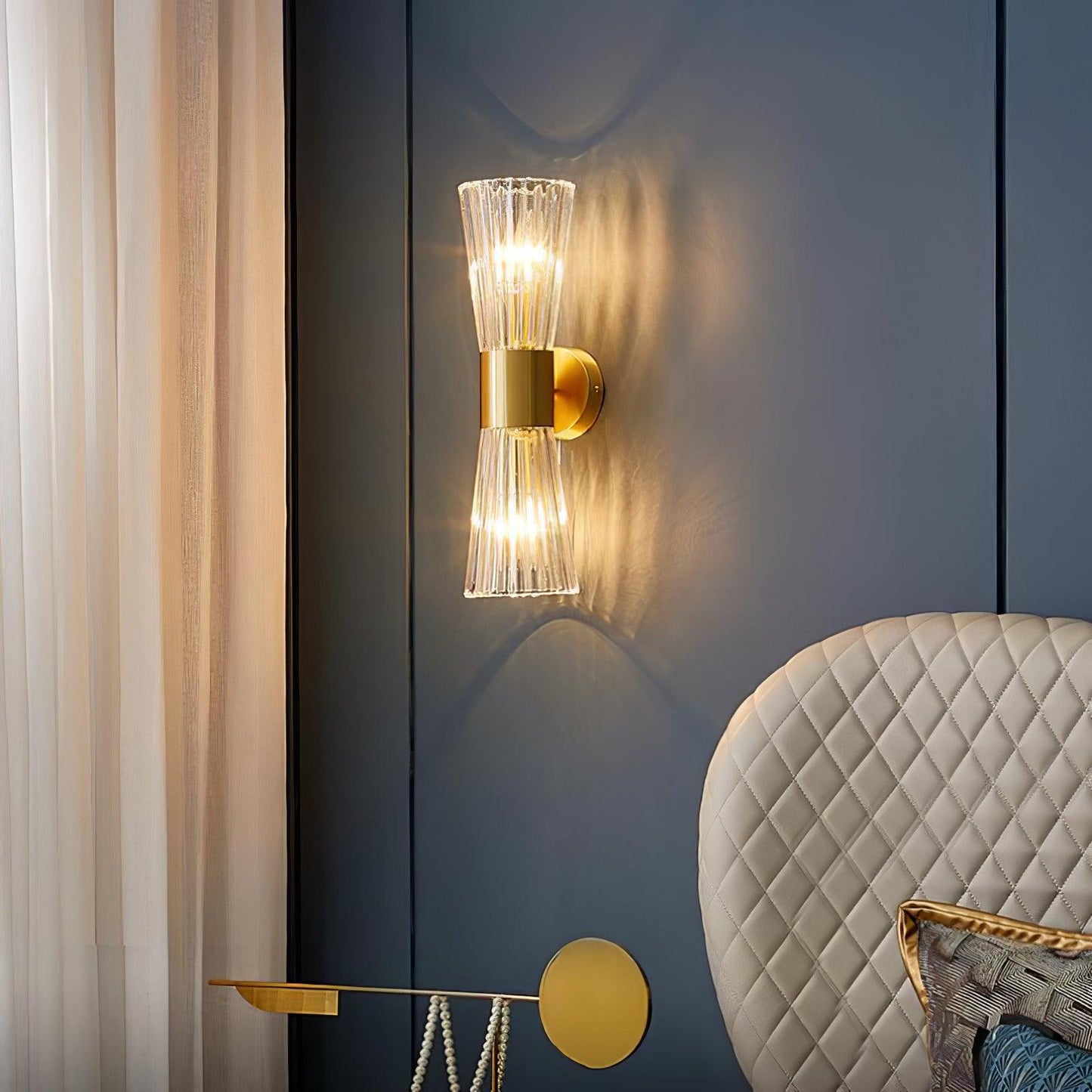 Vesta Gold Crystal Wall Sconce with Elegant Backplate