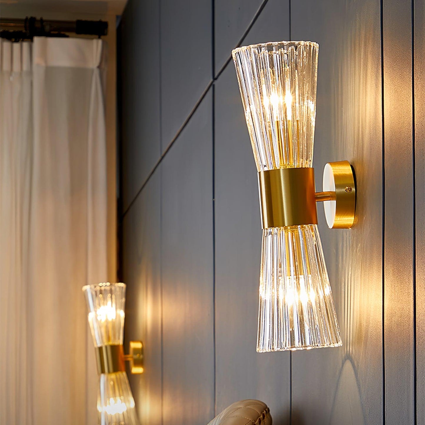 Vesta Gold Crystal Wall Sconce with Elegant Backplate