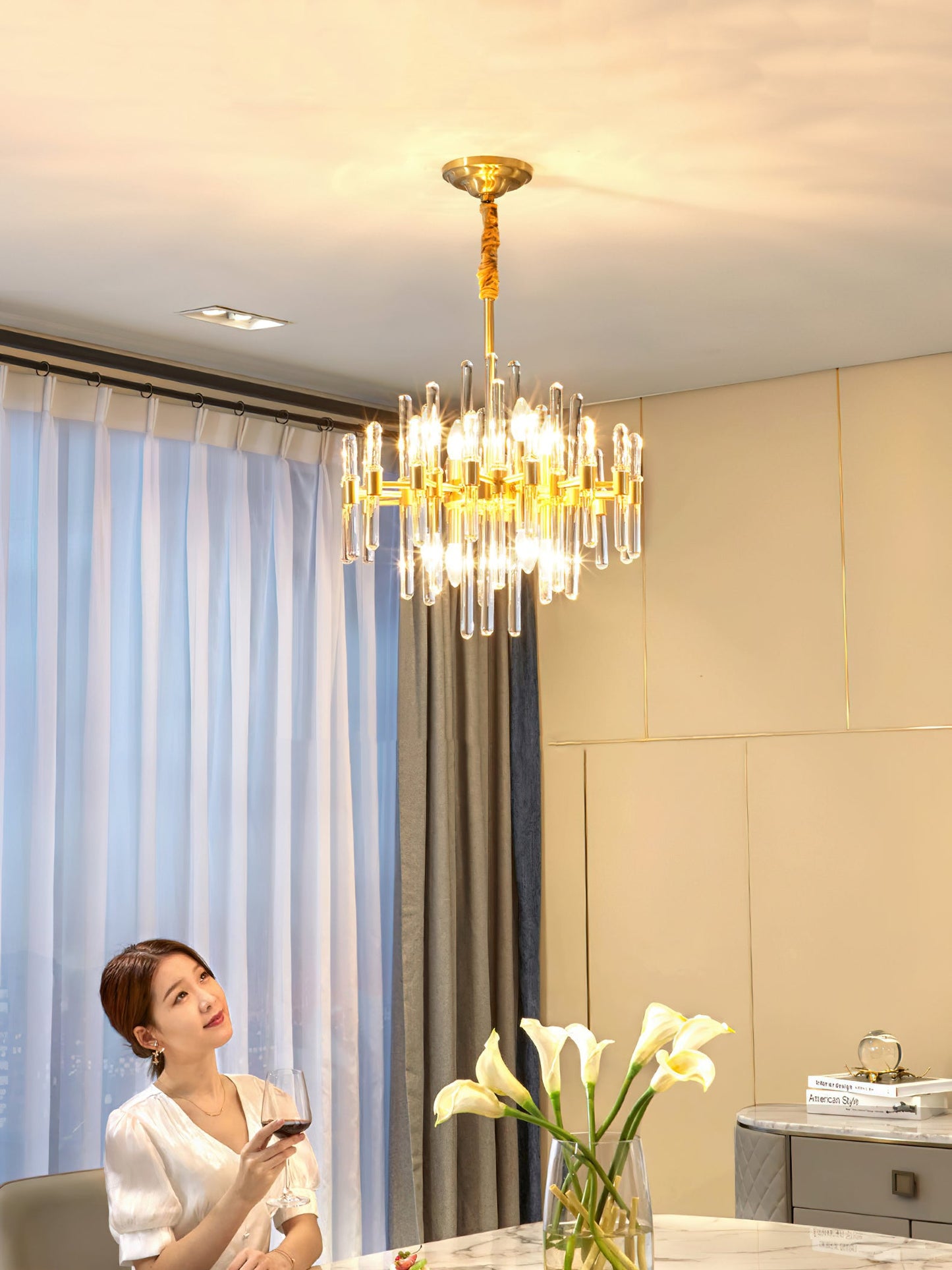 Vintage Antique Brass Chandelier - YIOSI