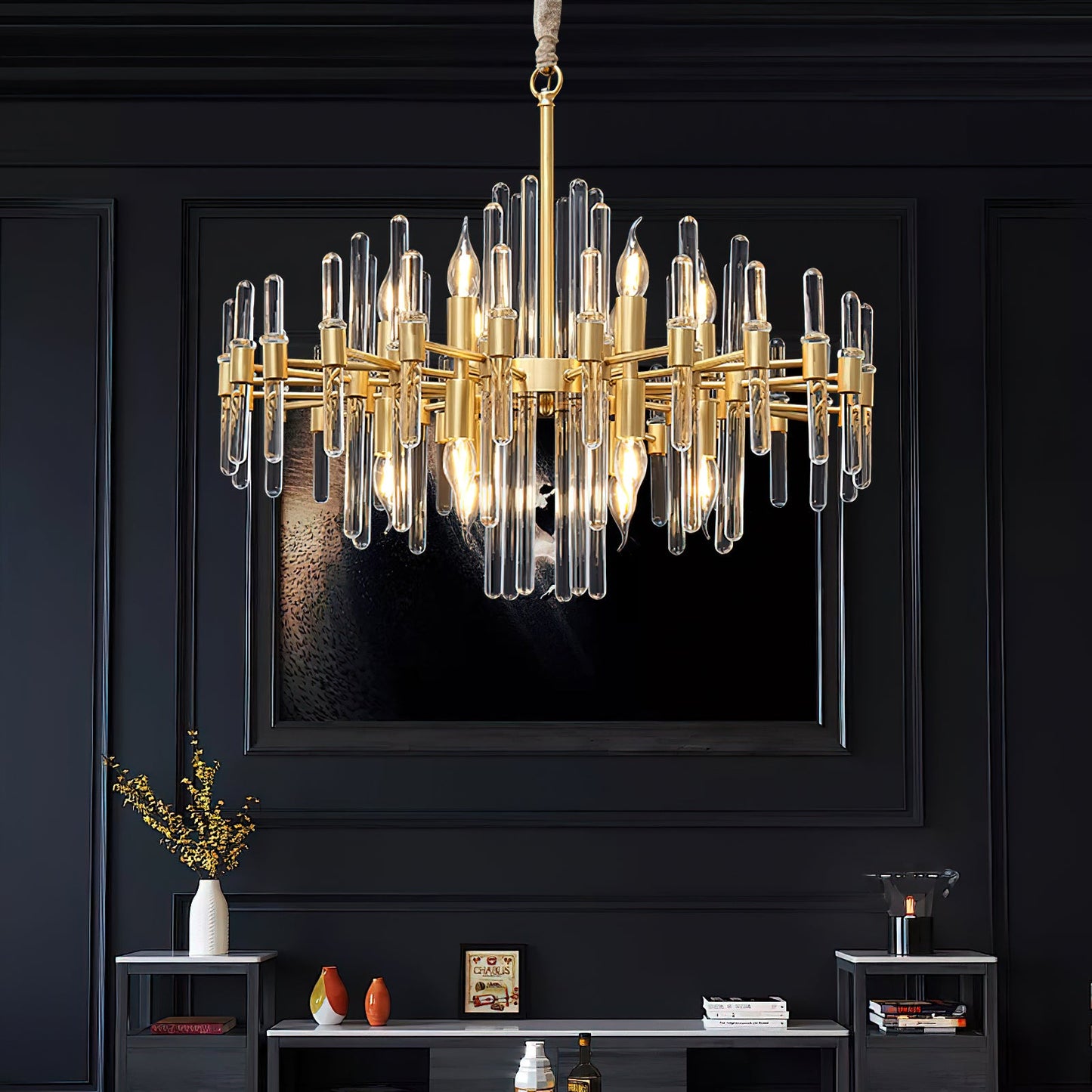 Vintage Antique Brass Chandelier - YIOSI