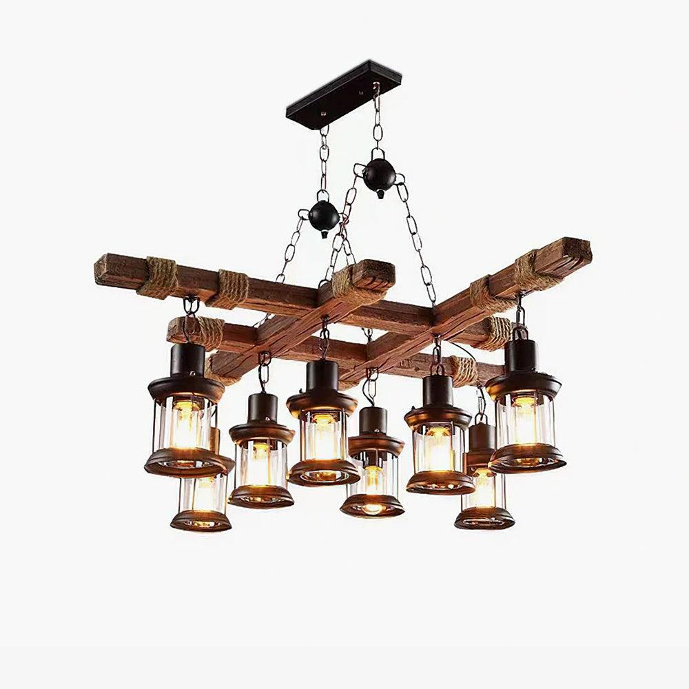 Vintage Wood Glass Chandeliers - YIOSI