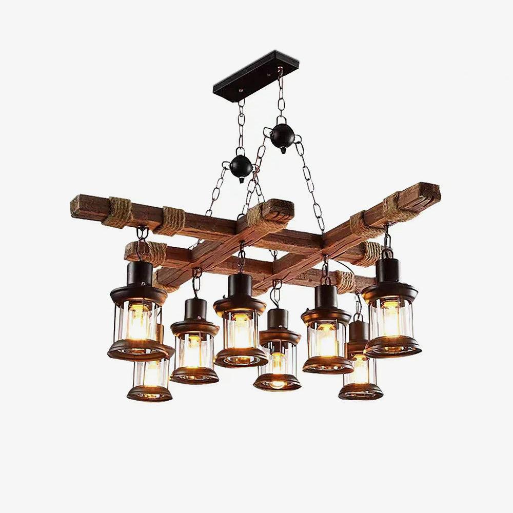 Vintage Wood Glass Chandeliers - YIOSI