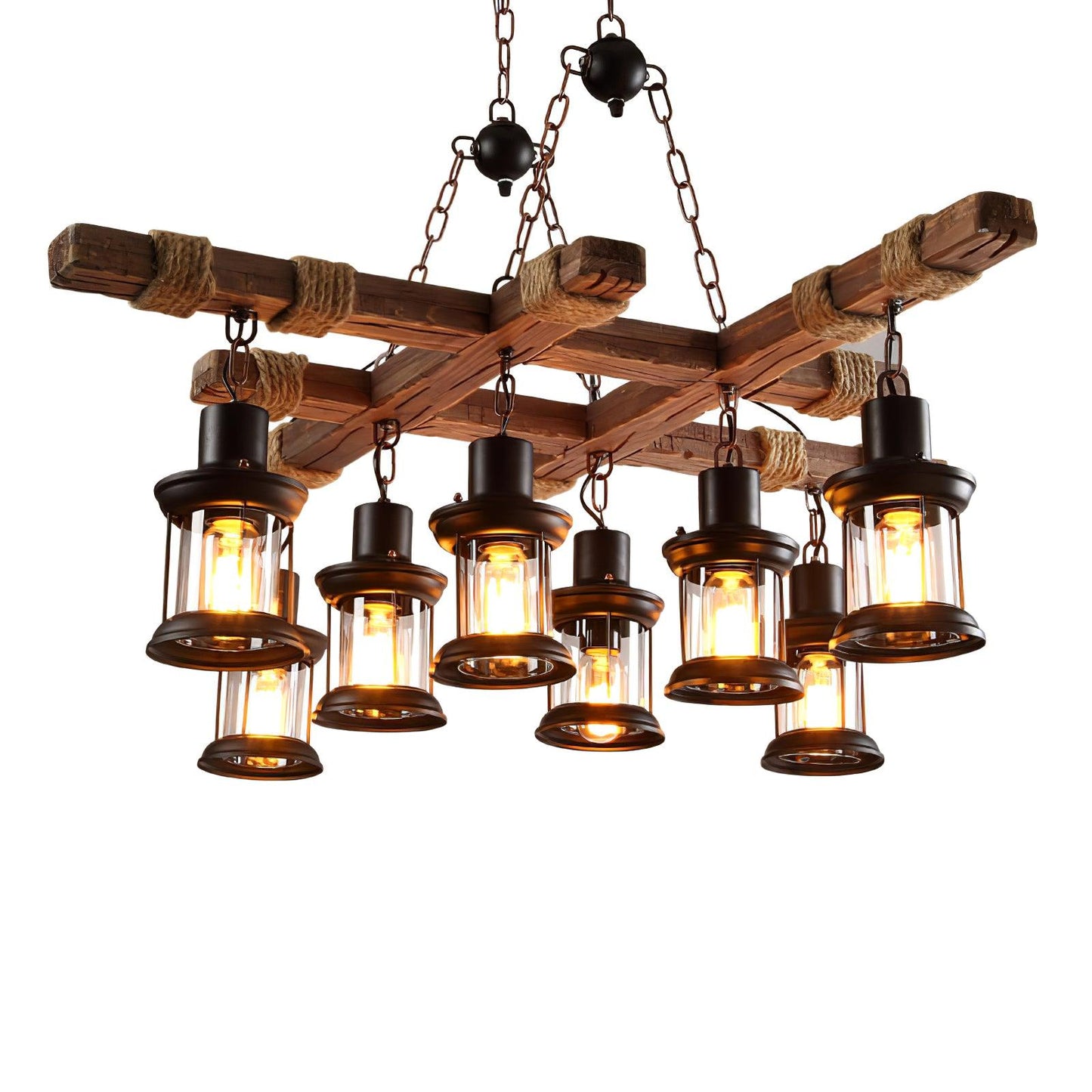 Vintage Wood Glass Chandeliers - YIOSI