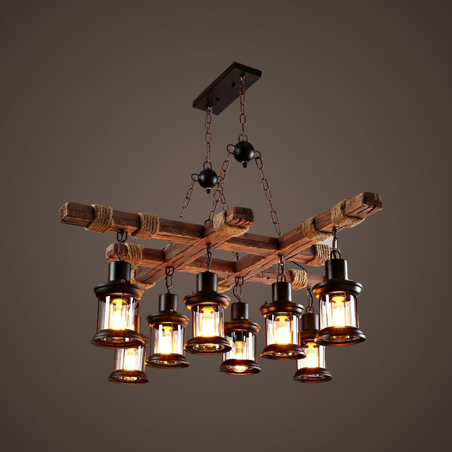 Vintage Wood Glass Chandeliers - YIOSI