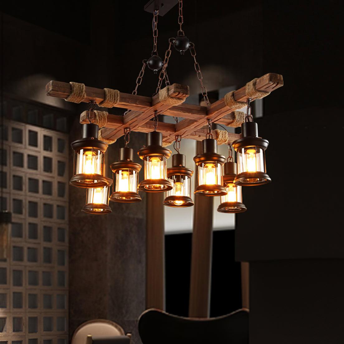 Vintage Wood Glass Chandeliers - YIOSI