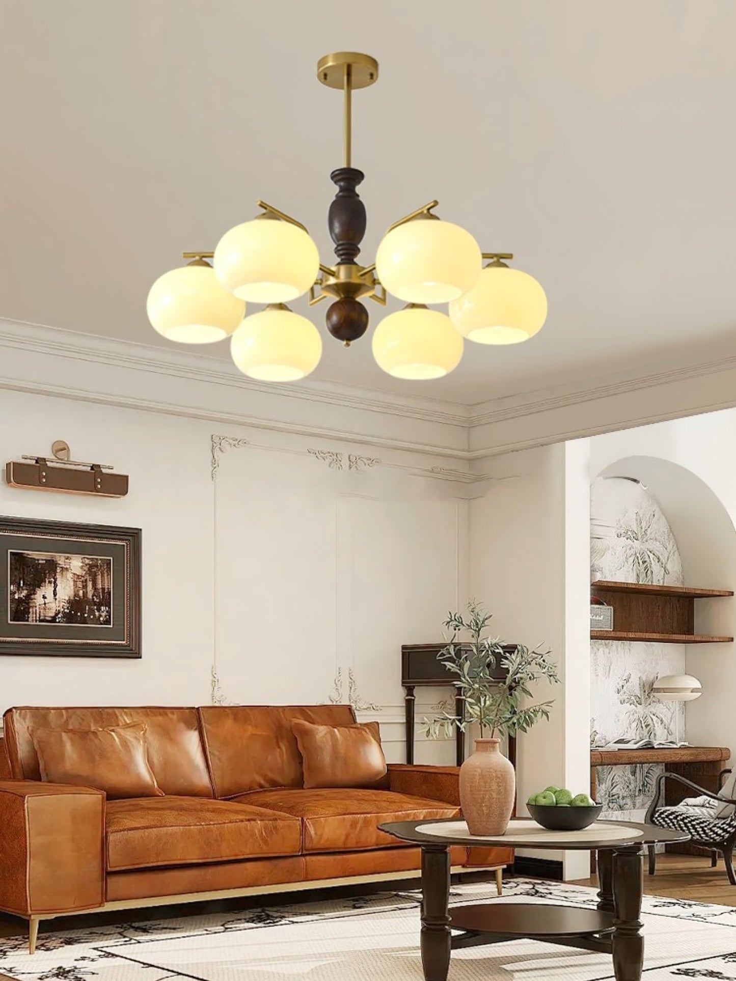Walnut Beige Orb Chandelier - YIOSI