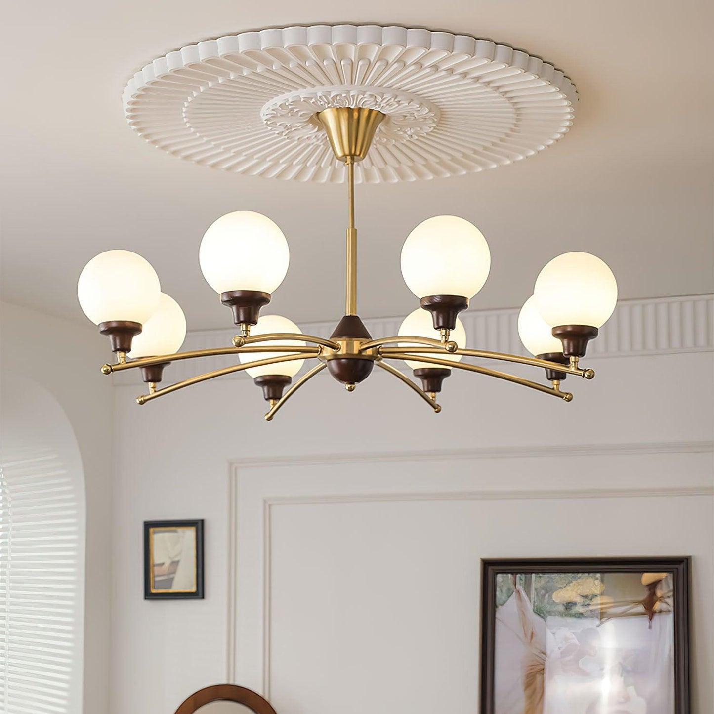 Walnut Glass Ball Chandelier - YIOSI
