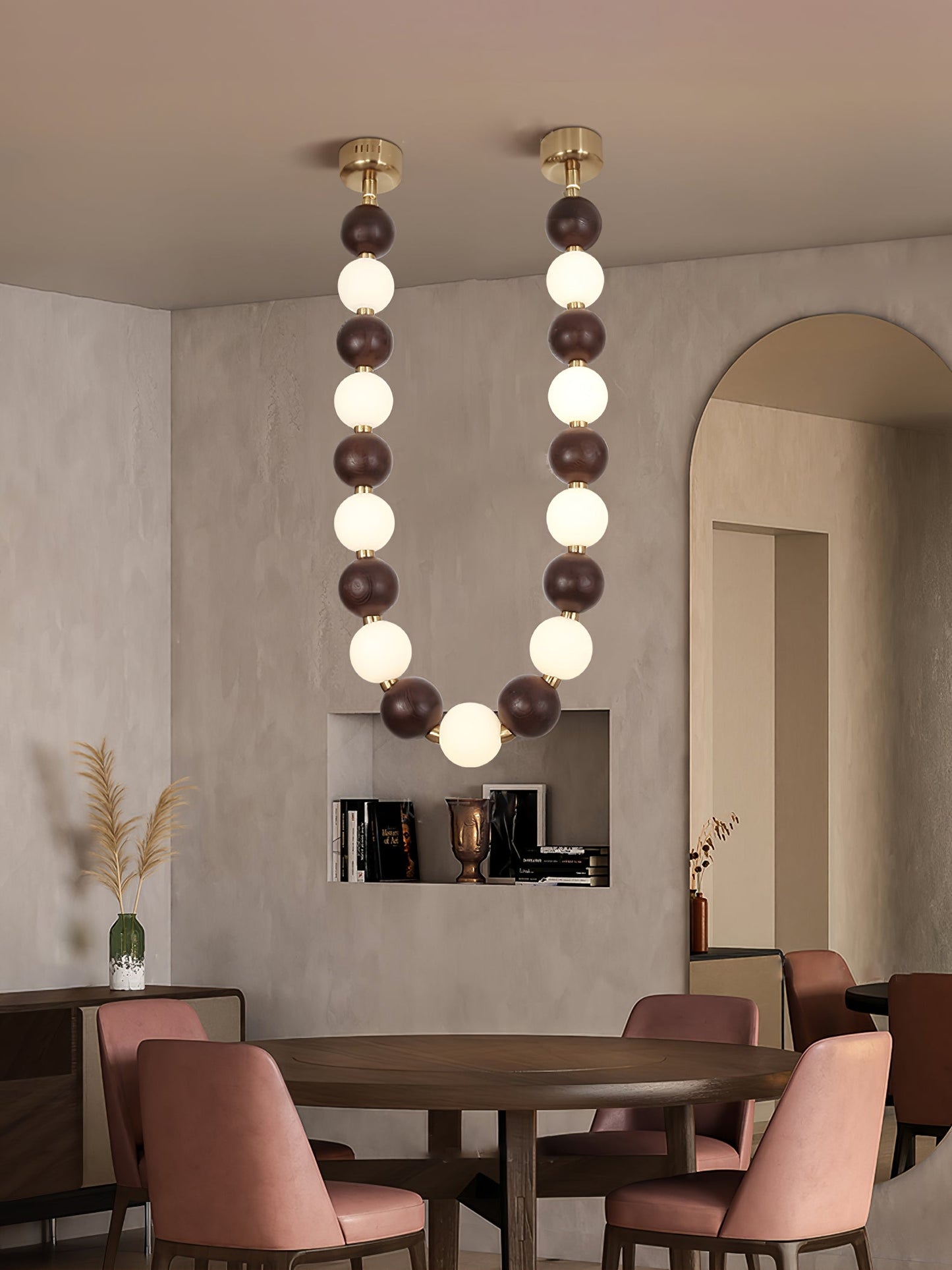 Walnut Bead Necklace Chandelier - YIOSI
