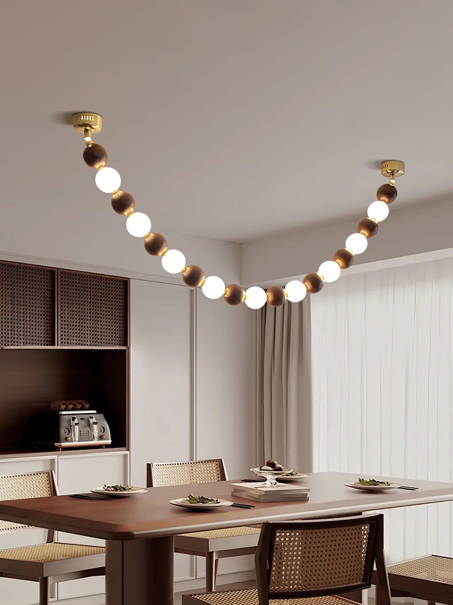 Walnut Bead Necklace Chandelier - YIOSI