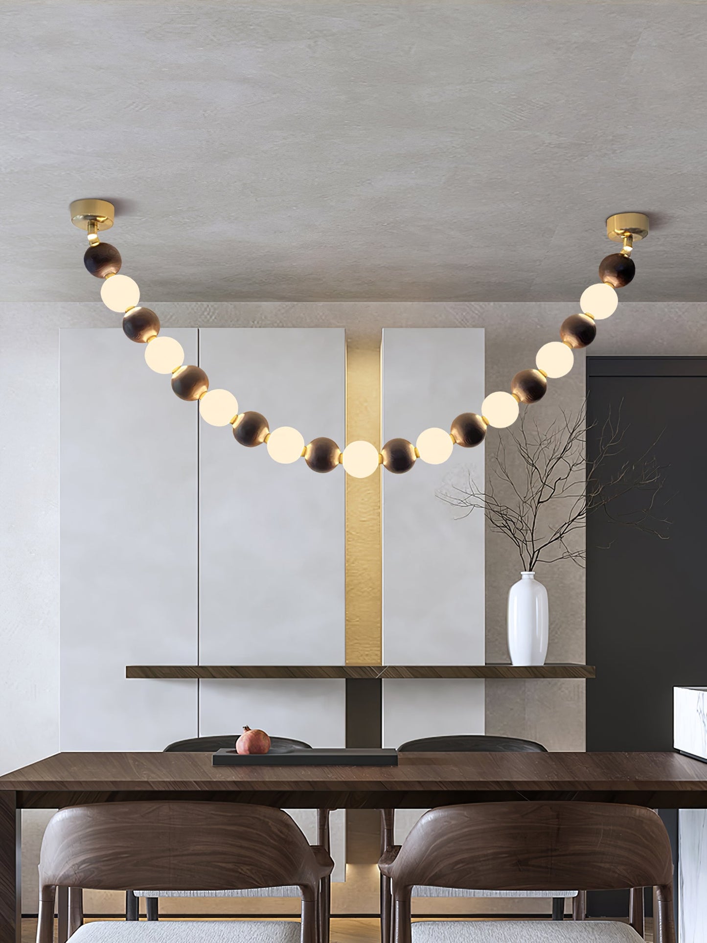 Walnut Bead Necklace Chandelier - YIOSI