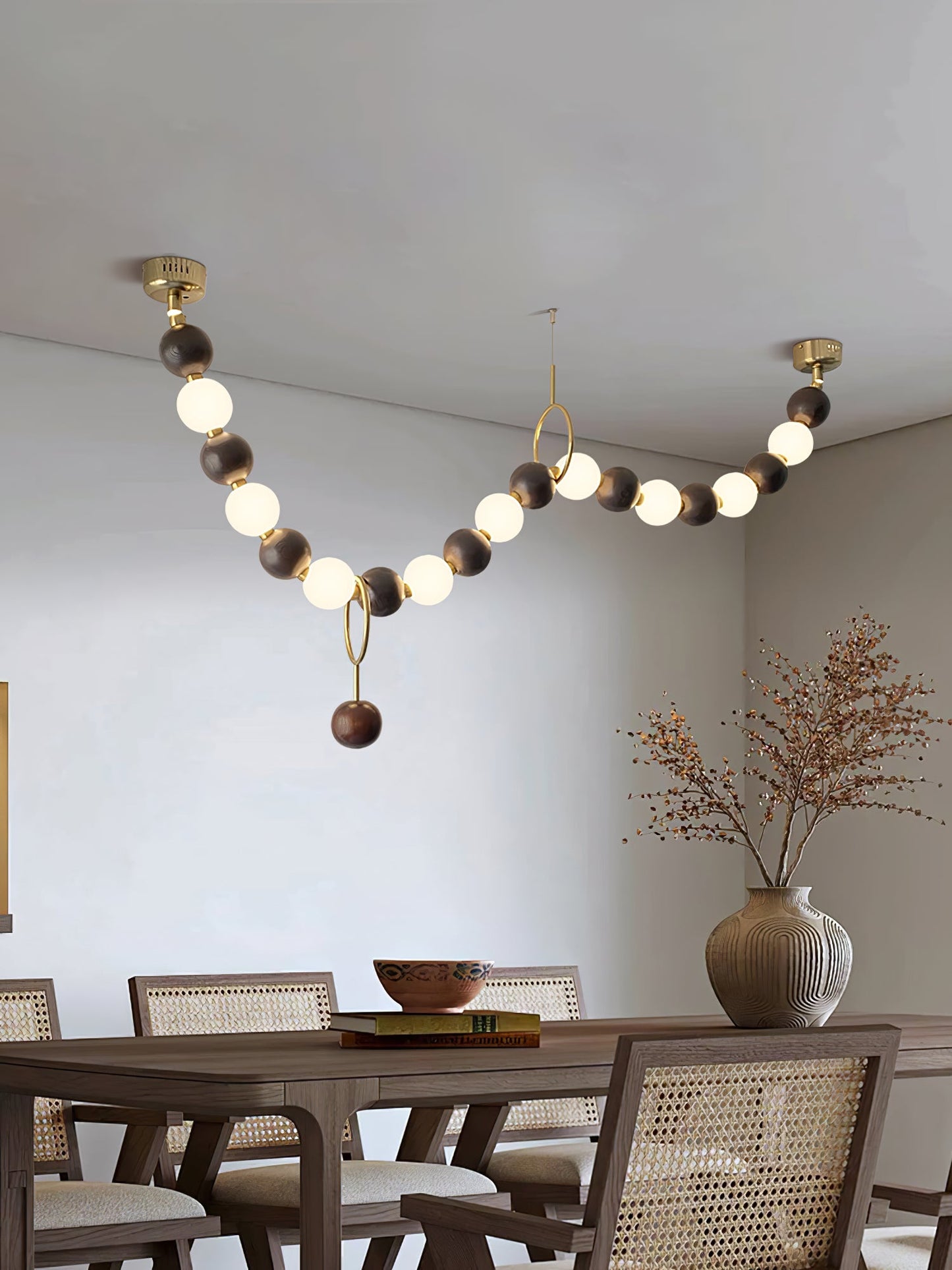 Walnut Bead Necklace Chandelier - YIOSI